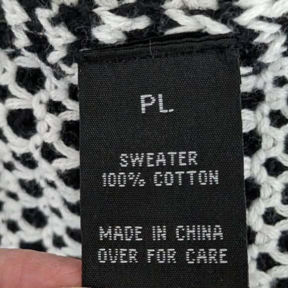 Women's I.N. STUDIO Black/White Short Tweed Sweater Cardigan 3/4 Sleeves Size PL - Picture 4 of 5